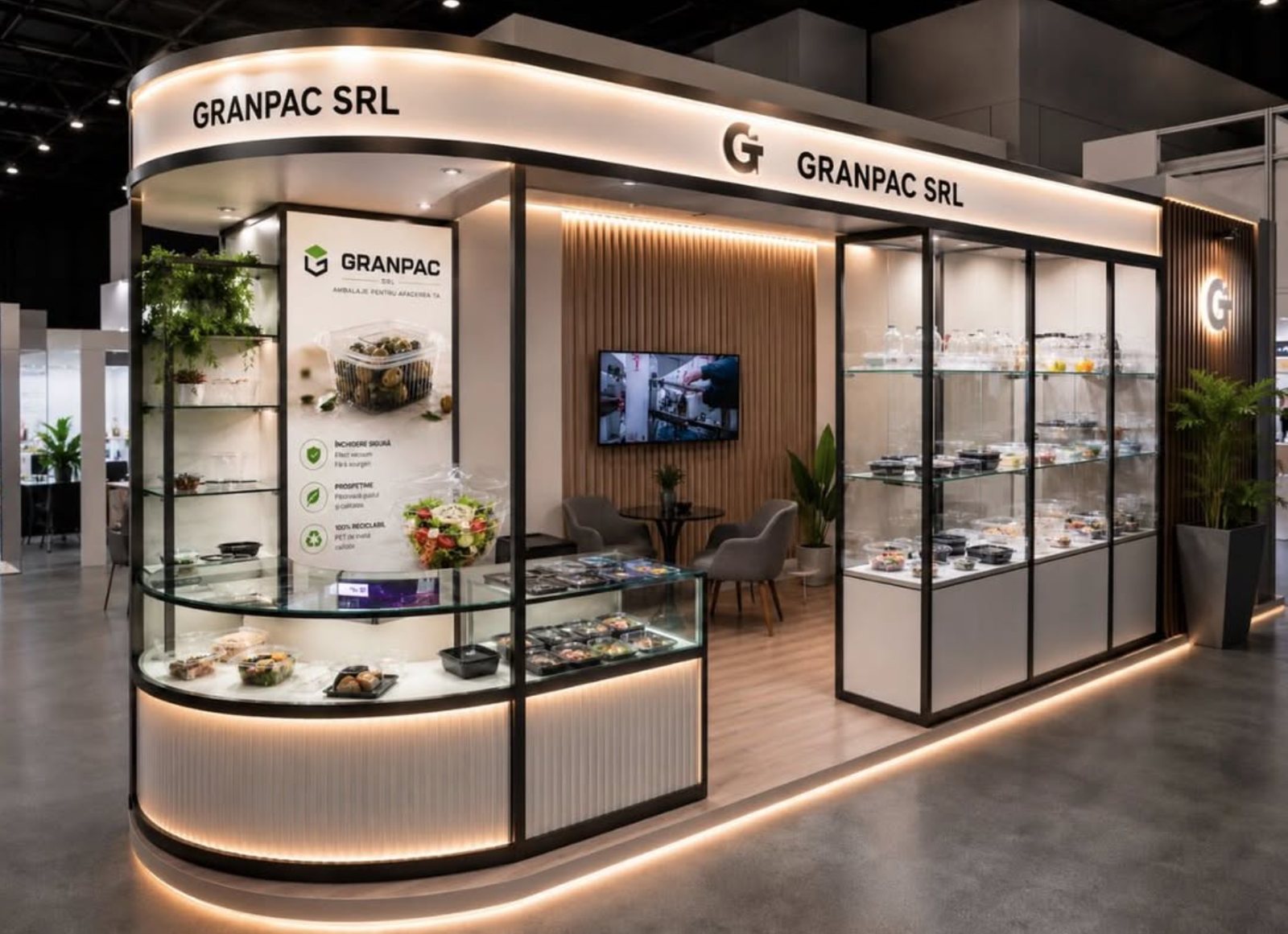 GRANPAC SRL exhibition stand with packaging samples